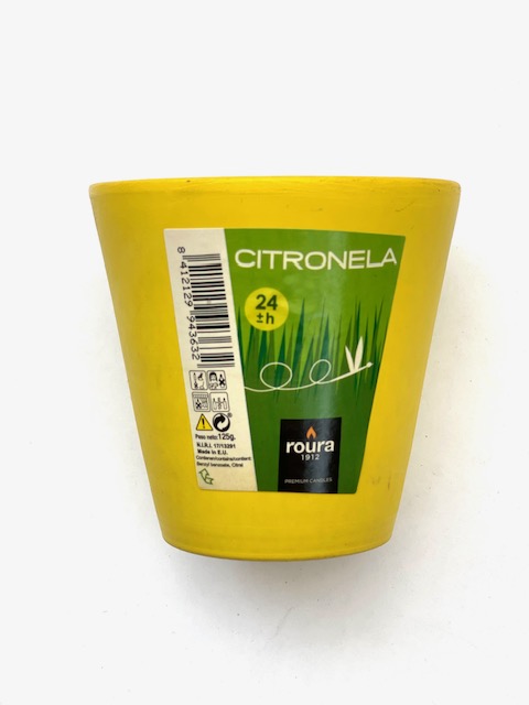 נר ציטרונלה - כלי חרס צבעוני - צהוב